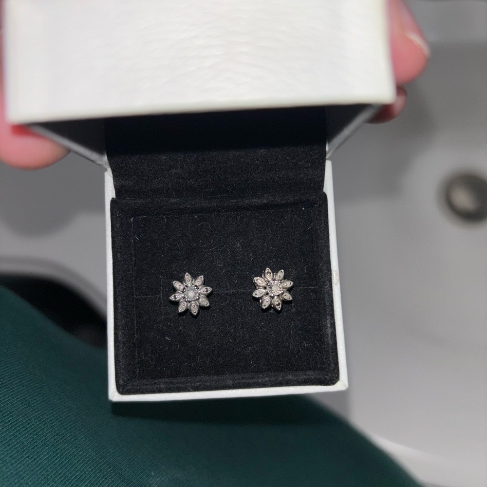 Elegant Diamond Floral Stud Earrings